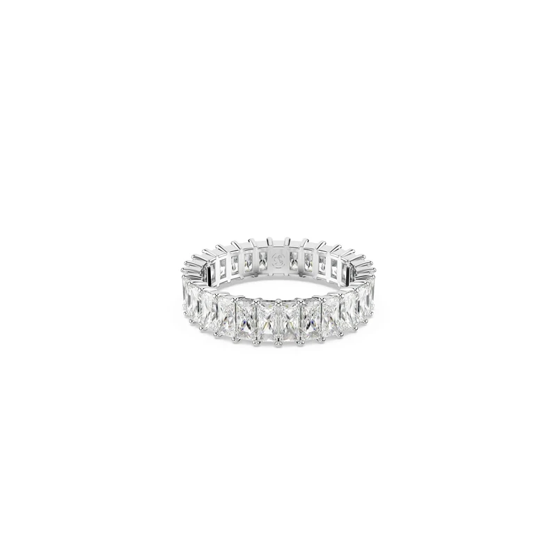 Swarovski Matrix ring, Baguette cut, White, Rhodium plated