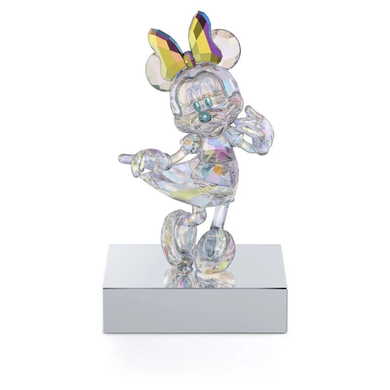 Swarovski Mickey & Friends Minnie Mouse Figurine, Clear Faceted Crystal with Aurora Borealis Effect, Part of the Mickey & Friends Collection