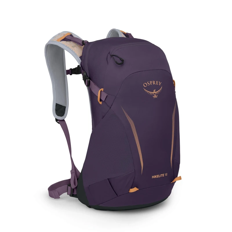 Osprey Hikelite Unisex Backpack, 18L, Purple Ink/Purple Dusk/Cheddar Orange, O/S