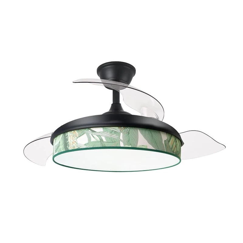 Eden pulse Fan DC 72W Black with Green Leaves, 3 Blades, 7200 lm, 3000K/4000K/6000K, Remote Control, Memory and Timer for efficient air Conditioning.