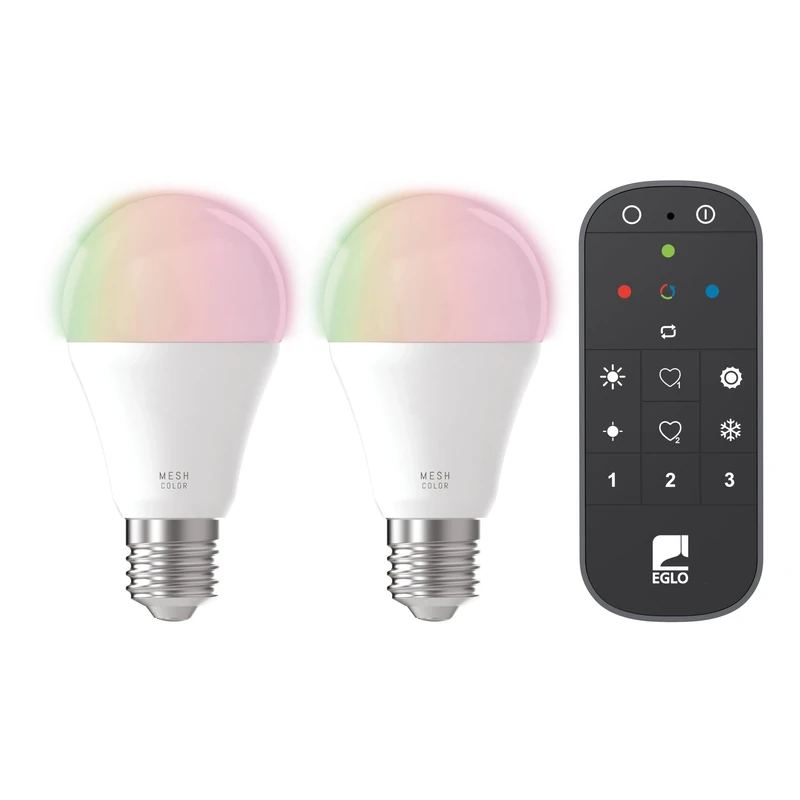 Eglo Connect.z Set of 2 Smart Home LED Light Bulbs E27, A60, ZigBee, app and Alexa Voice Control, with Remote Control, dimmable, Warm White-Cold White, RGB, 9 watts, Opal White Lightbulb
