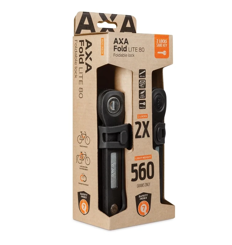 AXA 59840995SC Fold Lite 80 Duo Set Lock, Black