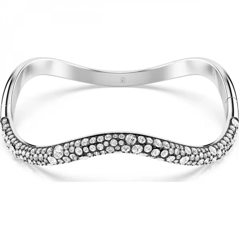 Swarovski Sublima Bangle Bracelet, Clear Round-Cut Crystals in a Rhodium-Finished Setting, Size L, Part of the Sublima Collection