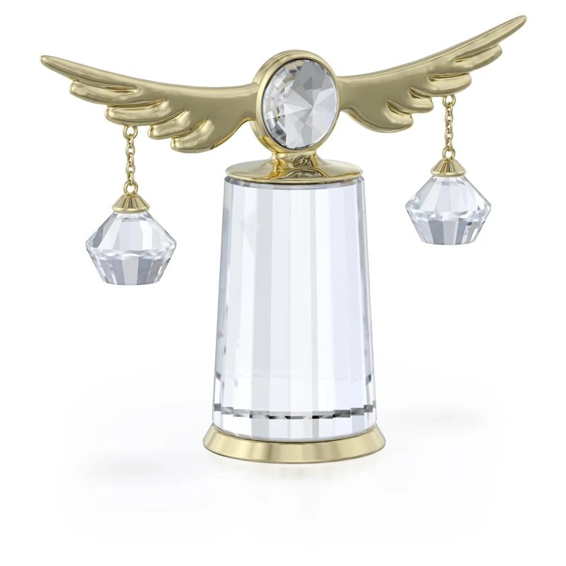 Swarovski Zodiac Libra Figurine, Clear Faceted Crystal and Engraved Gold-Tone Metal, Part of the Zodiac Collection