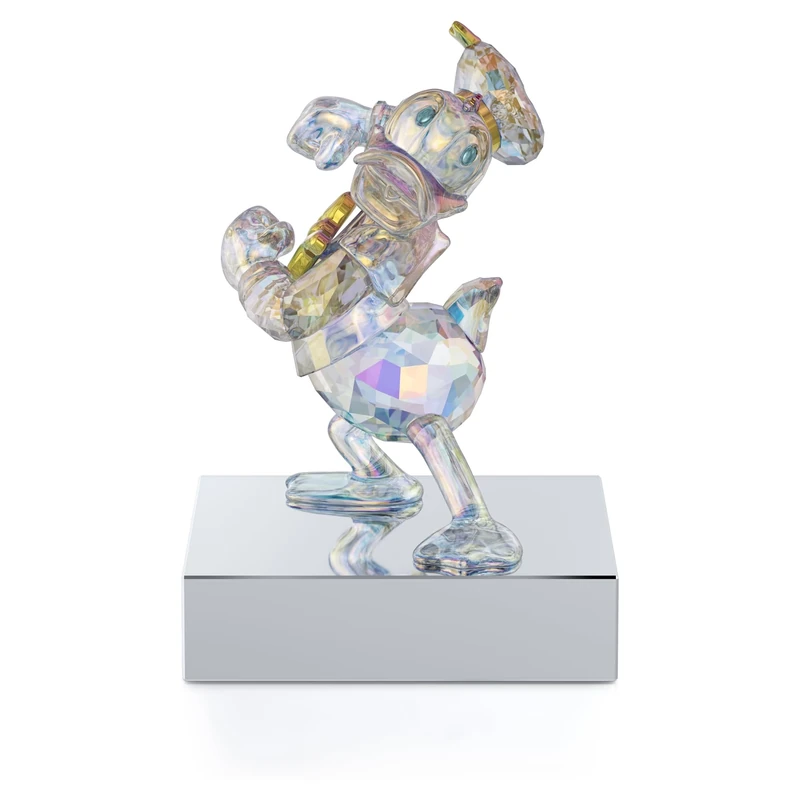 Swarovski Mickey & Friends Donald Duck Figurine, Clear Faceted Crystal with Aurora Borealis Effect, Part of the Mickey & Friends Collection
