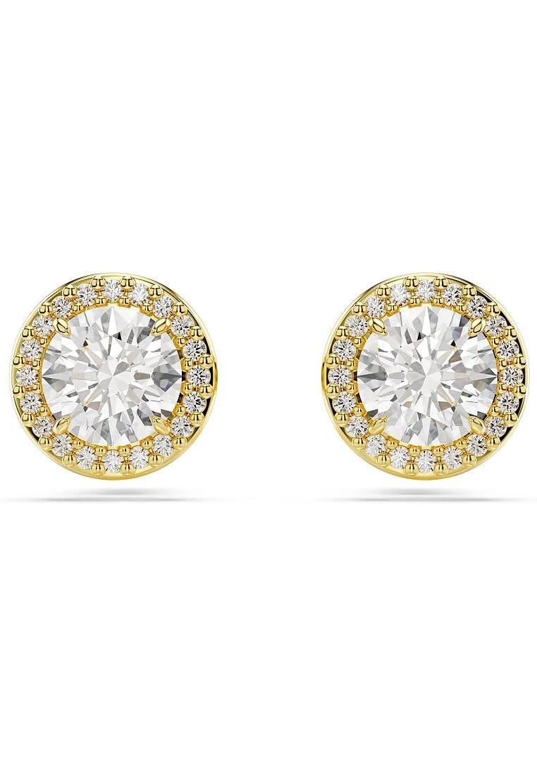 Swarovski Una Angelic Stud Earrings, Clear Round-Cut Crystals in a Gold-Tone Finished Setting, Part of the Swarovski Una Angelic Collection