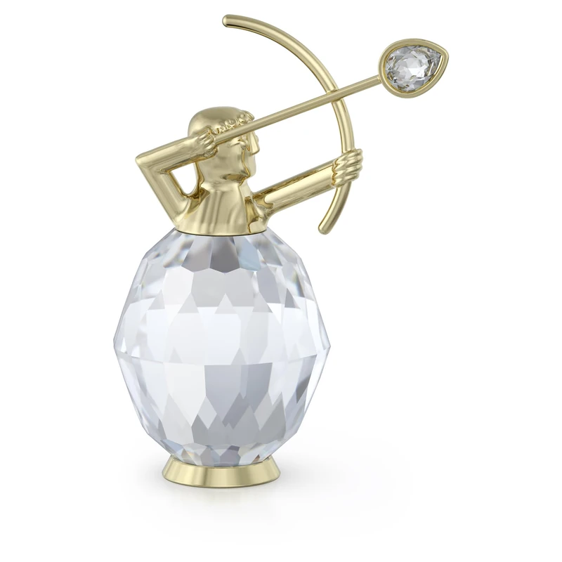 Swarovski Zodiac Sagittarius Figurine, Clear Faceted Crystal and Engraved Gold-Tone Metal, Part of the Zodiac Collection