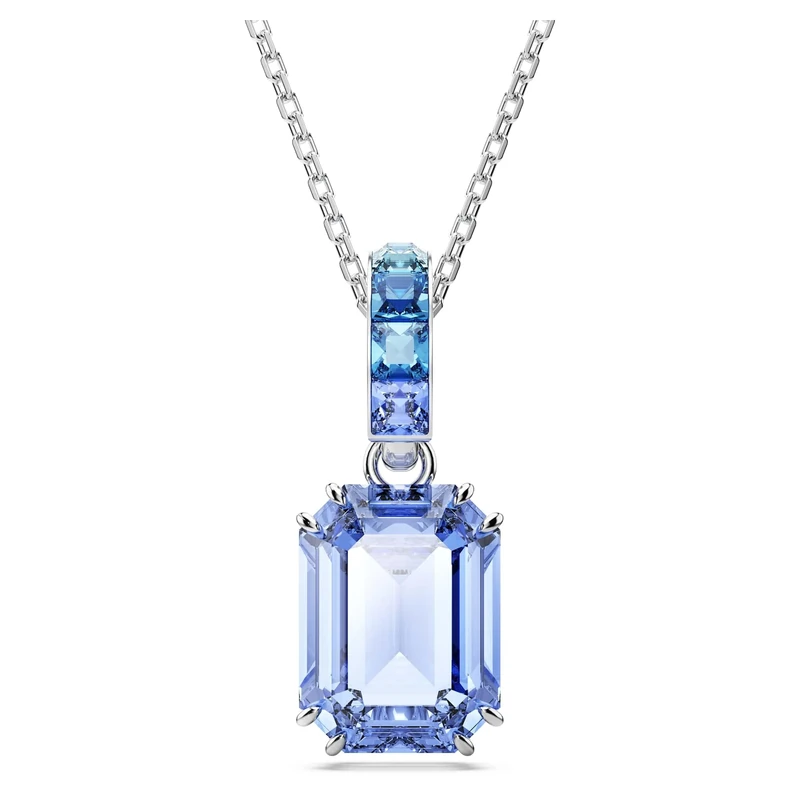 Swarovski Millenia pendant, Octagon cut, Blue, Rhodium plated