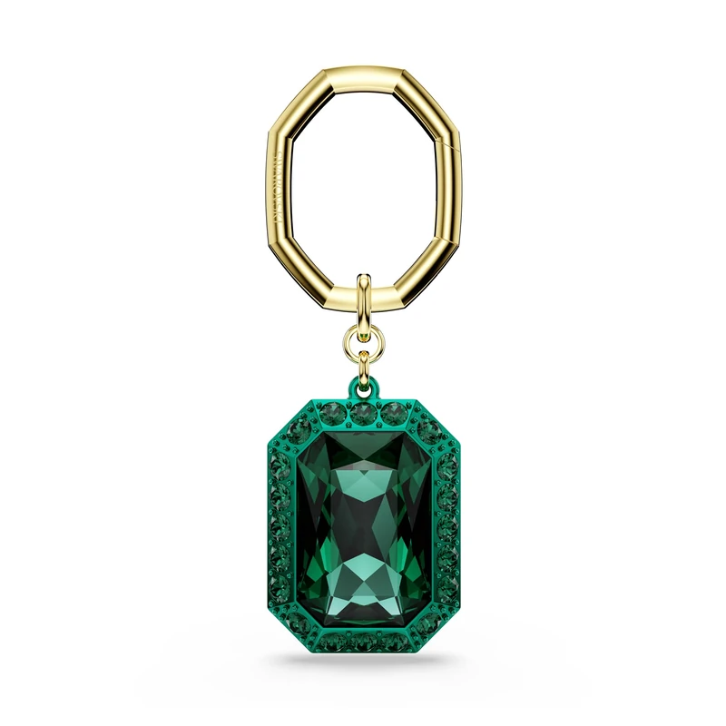 Swarovski Key ring, Octagon cut, Green, Mixed metal finish