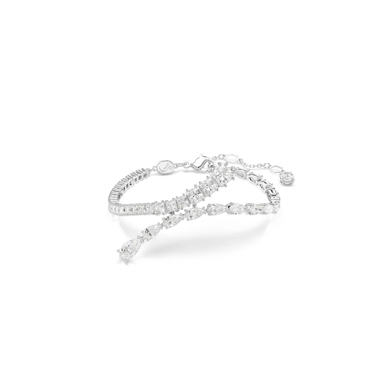 Swarovski Matrix Bracelet, Clear Mixed-Cut Stones in a Rhodium-Finished Setting, Part of the Matrix Collection