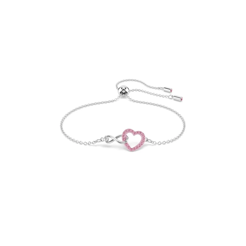 Swarovski Hyperbola Bracelet, Heart and Infinity Motif with Pink Pavé Crystals in a Rhodium-Finished Setting, Part of the Hyperbola Collection