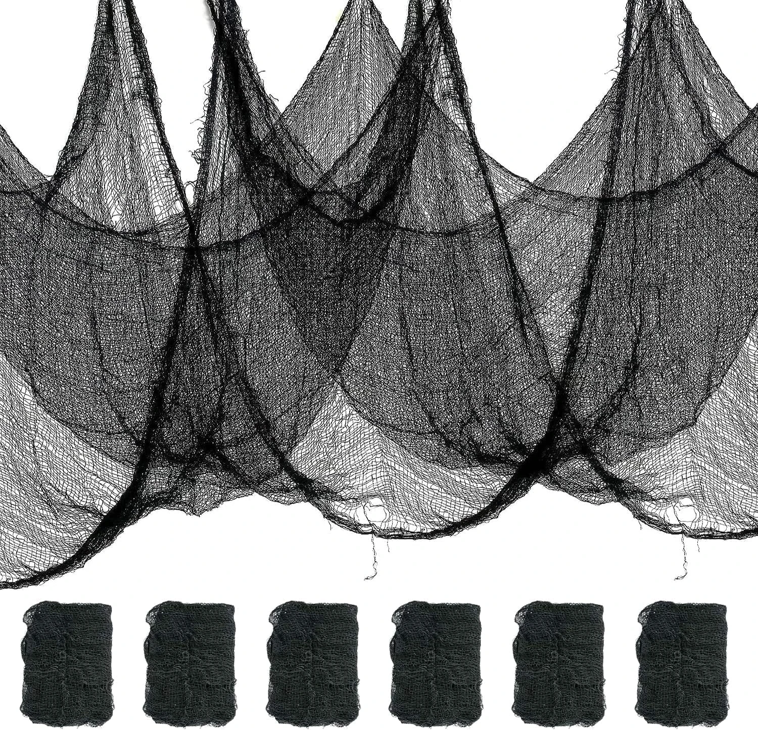 pobuu 6 Pack Halloween Decoration Creepy Cloth,Large Spooky Gauze Cheesecloth for Haunted House Party Outdoor Yard Walls Doorway Entryways,182x76cm