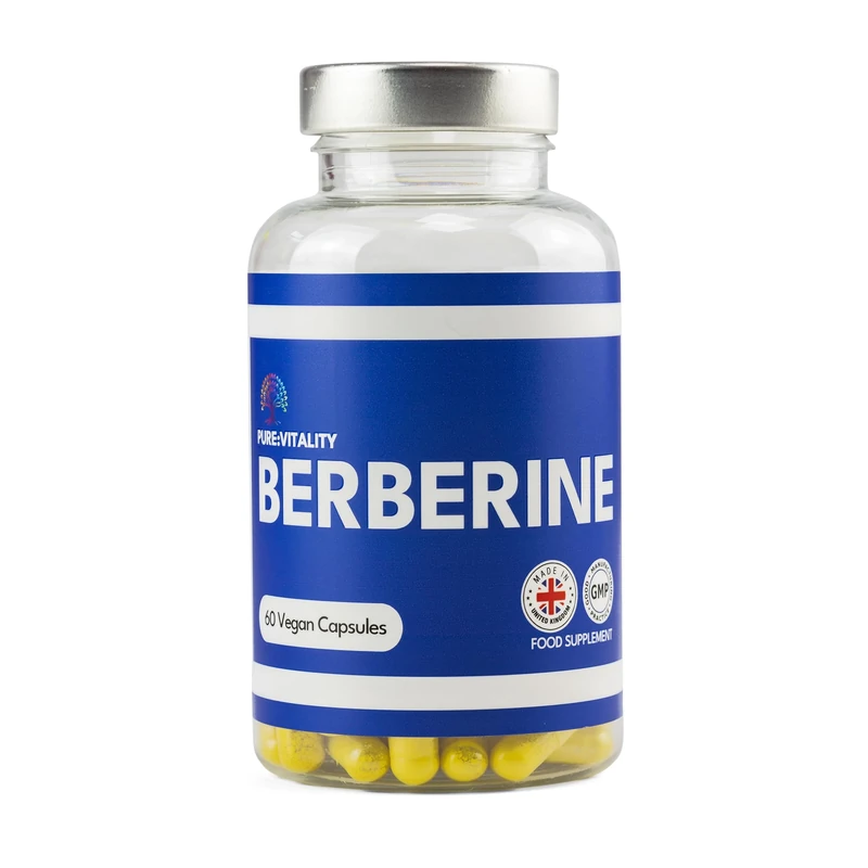 Pure Vitality Berberine HCL 60 Vegan Caps - 98% Purity, UK GMP