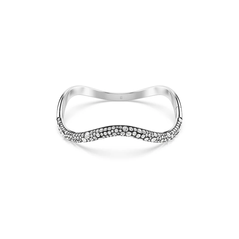 Swarovski Sublima Bangle Bracelet, Clear Round-Cut Crystals in a Rhodium-Finished Setting, Size M, Part of the Sublima Collection