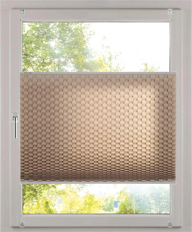 K-Home Klemmfix Pleated Blind 3D Effect Taupe 95 x 210 cm