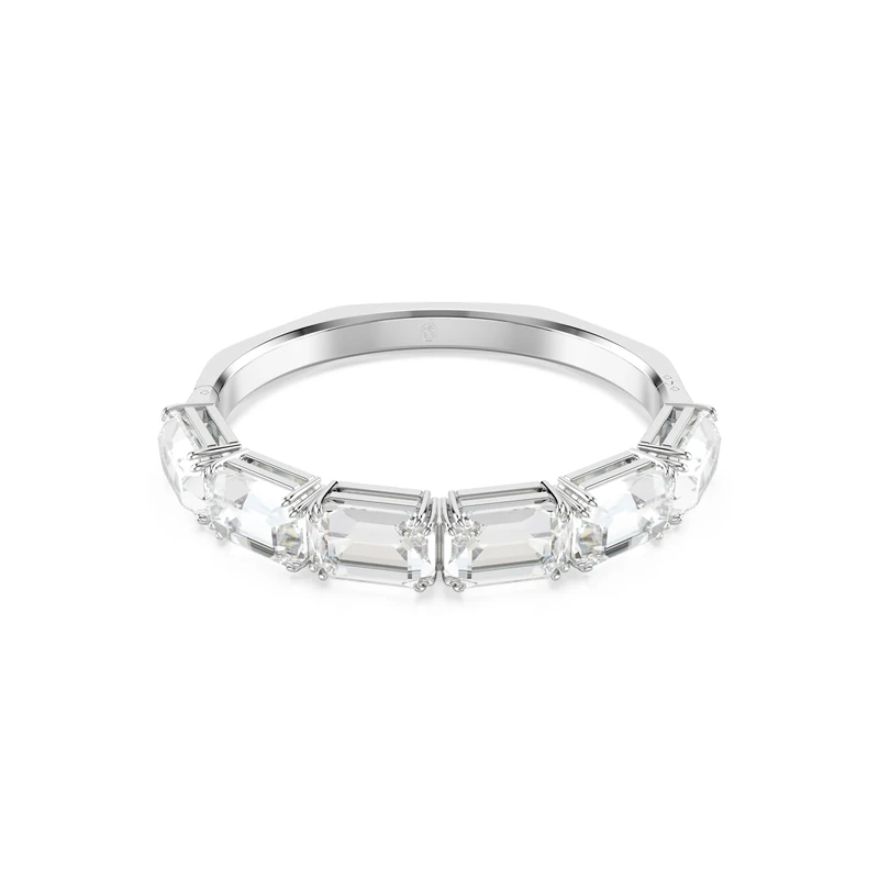 Swarovski Millenia Bangle Bracelet, Clear Octagon-Cut Crystals in a Rhodium-Finished Setting, Size L, Part of the Millenia Collection
