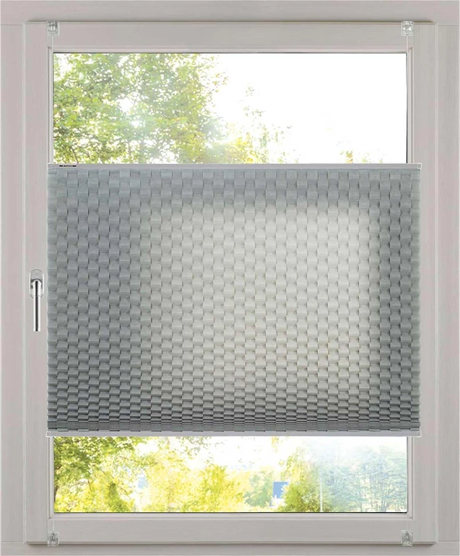 K-home Klemmfix Pleated Blind 3D Effect Grey 80 x 210 cm - Image 1