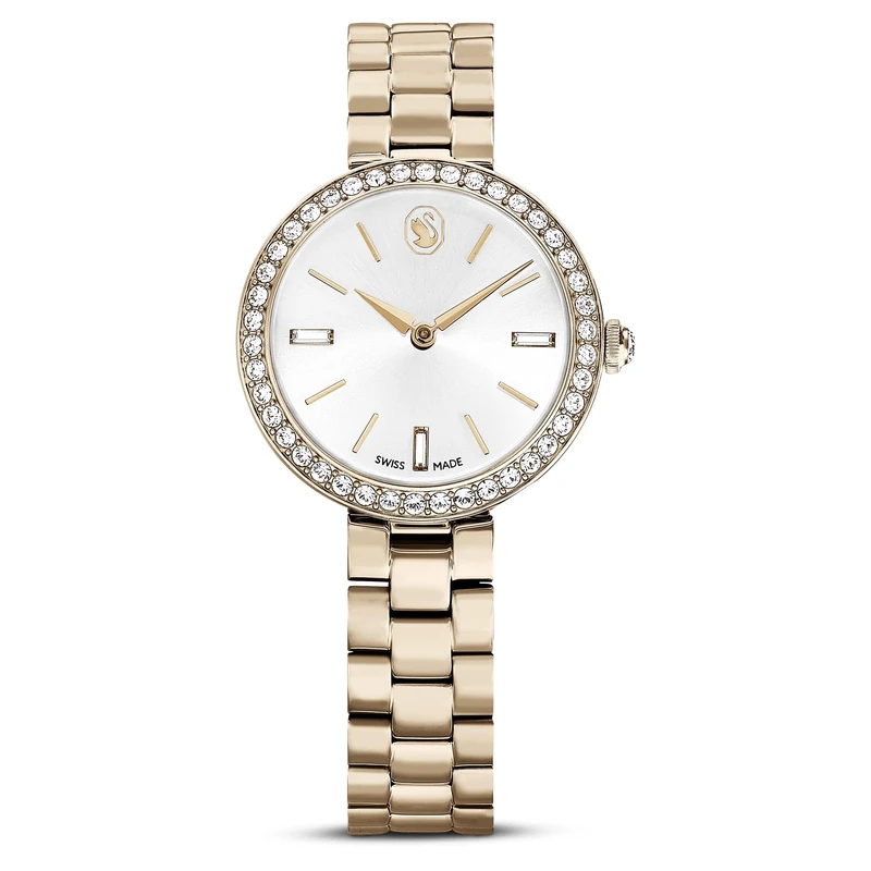 Swarovski Certa Watch, Water-Resistant Swiss-Made Wristwatch with Metal Bracelet Strap in a Champagne Gold-Tone Finish, Part of The Certa Collection
