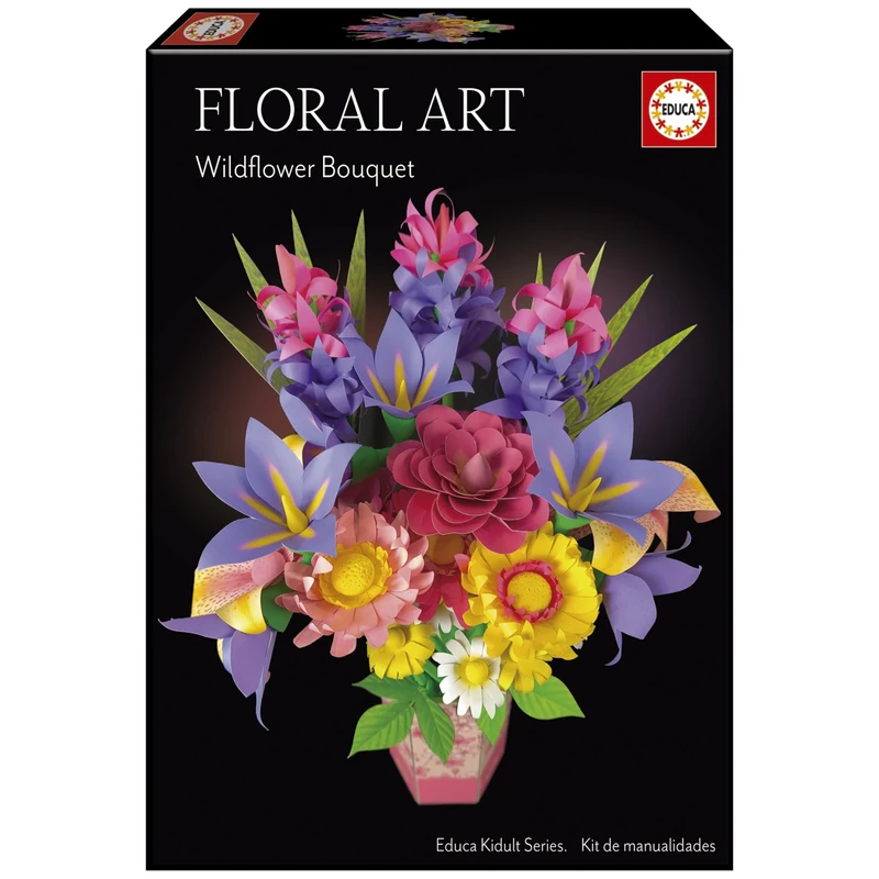 Educa - Wildflower Bouquet Floral Art Craft Kit for Making Nineteen Paper Wildflowers Without Glue or Scissors Needed 6 Years (20141) - Image 1