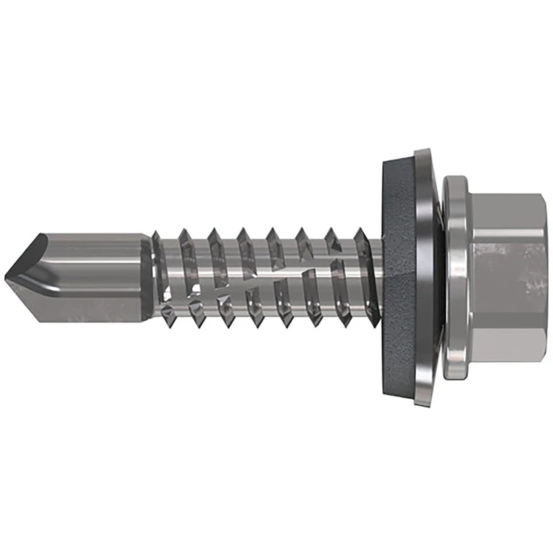 Refabo Self-Tapping Screws RP-K Plus Drilling Screws 5.5 x 32 mm with Hex Head and E16 Seal, Clamping Range 1-14 mm, Bi-Metal A2, Steel - Pack of 100