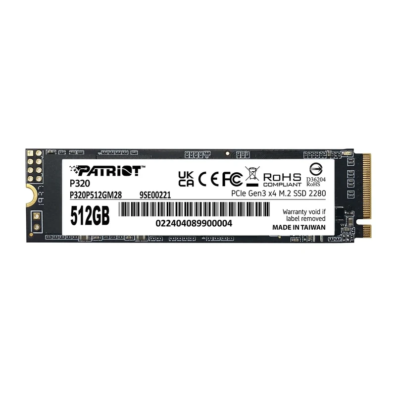 Patriot P320 512GB Internal SSD - NVMe PCIe Gen 3x4 - M.2 2280 - Solid State Drive - P320P512GM28