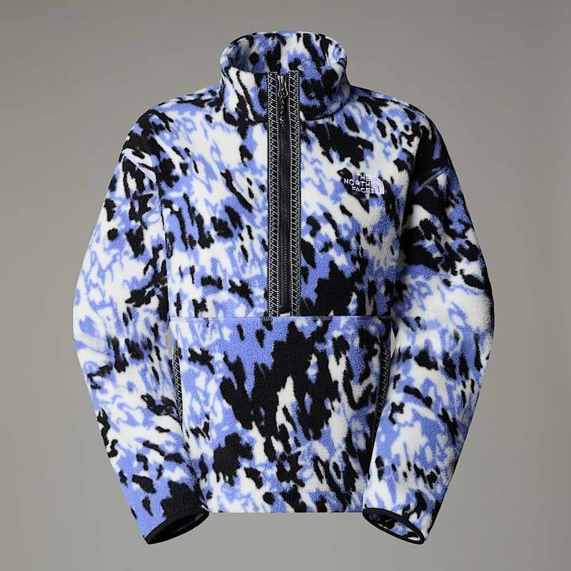 The North Face Women's Fleeski 1/4 Zip Sweatshirt, Virtual Blue Trail Grid, XL