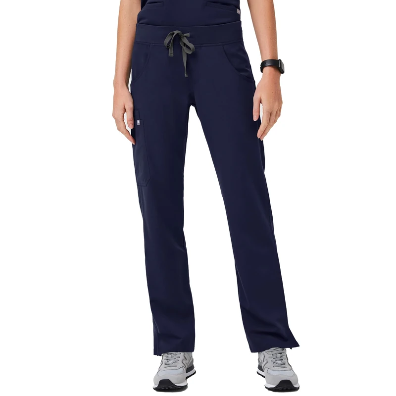 FIGS Kade Cargo Scrub Pants for Women — Classic Fit, Straight Leg, 4 Pockets, Yoga Waistband, Anti-Wrinkle Women Scrub Pants, Navy Blue, Large