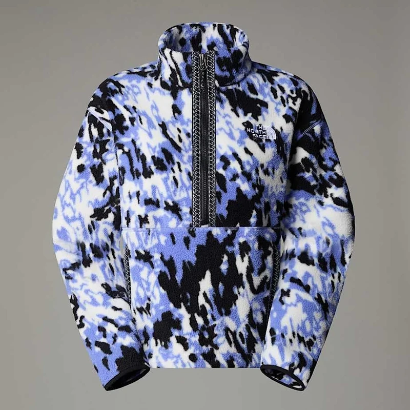 The North Face Women's Fleeski 1/4 Zip Sweatshirt, Virtual Blue Trail Grid, S