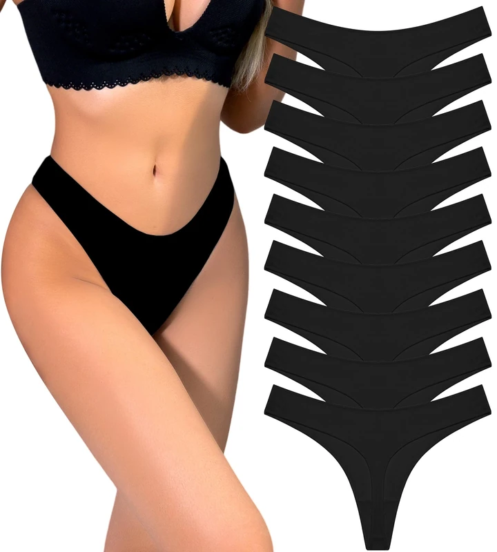READY TO LOVE Women Cotton Thongs 9-Pack Breathable Underwear