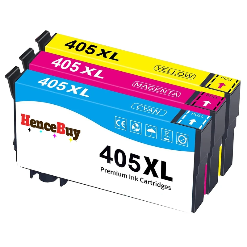 HenceBuy 405 XL Ink Cartridges Compatible for Epson 405XL Multipack for WorkForce Pro WF-4820 WF-3820 WF-7310 WF-7830 WF-7840 WF-4830 WF4820 WF3820 WF7310 WF7830 WF7840 WF4830 Printer, CMY 3Pack