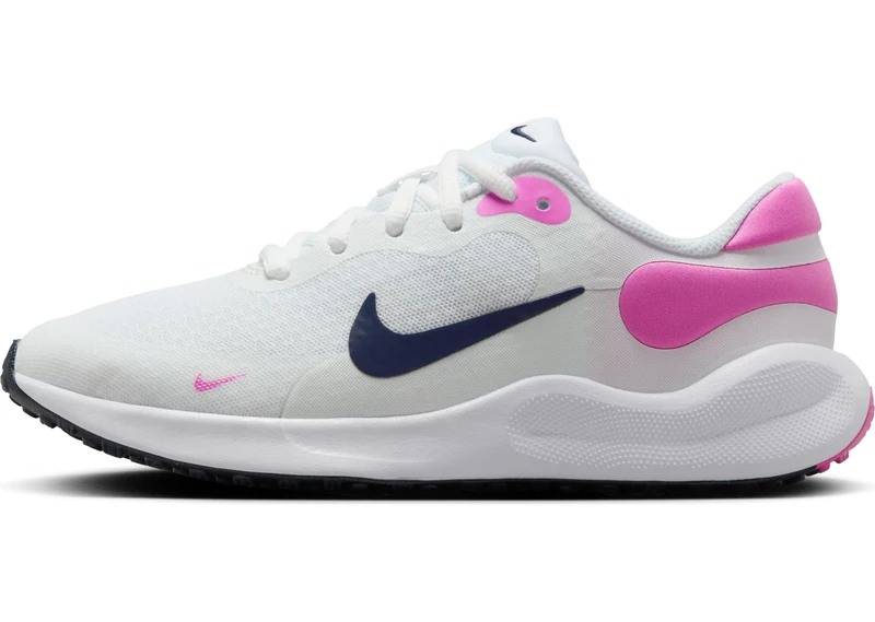 NIKE FB7690-103 Revolution 7 Men White/Midnight Navy-Playful Pink UK UK Child 11.5