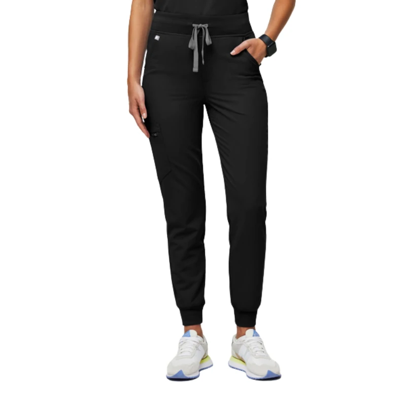 FIGS Zamora High Waisted Jogger Style Scrub Pants for Women — Slim Fit, 6 Pockets, High Rise Yoga Waistband Women Scrub Pants, Black, S - Image 1