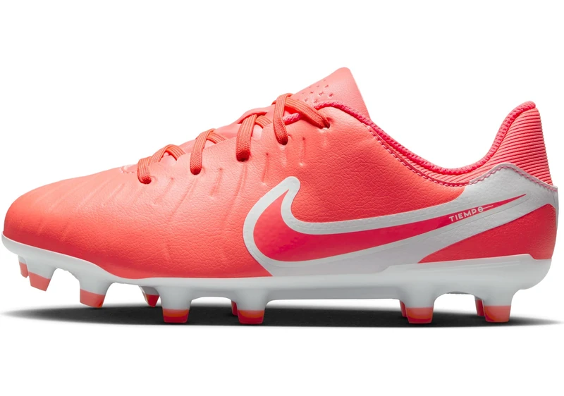 Nike Kid's Jr. Legend 10 Academy FG/MG Football Shoe, Hot Lava/White, 1.5