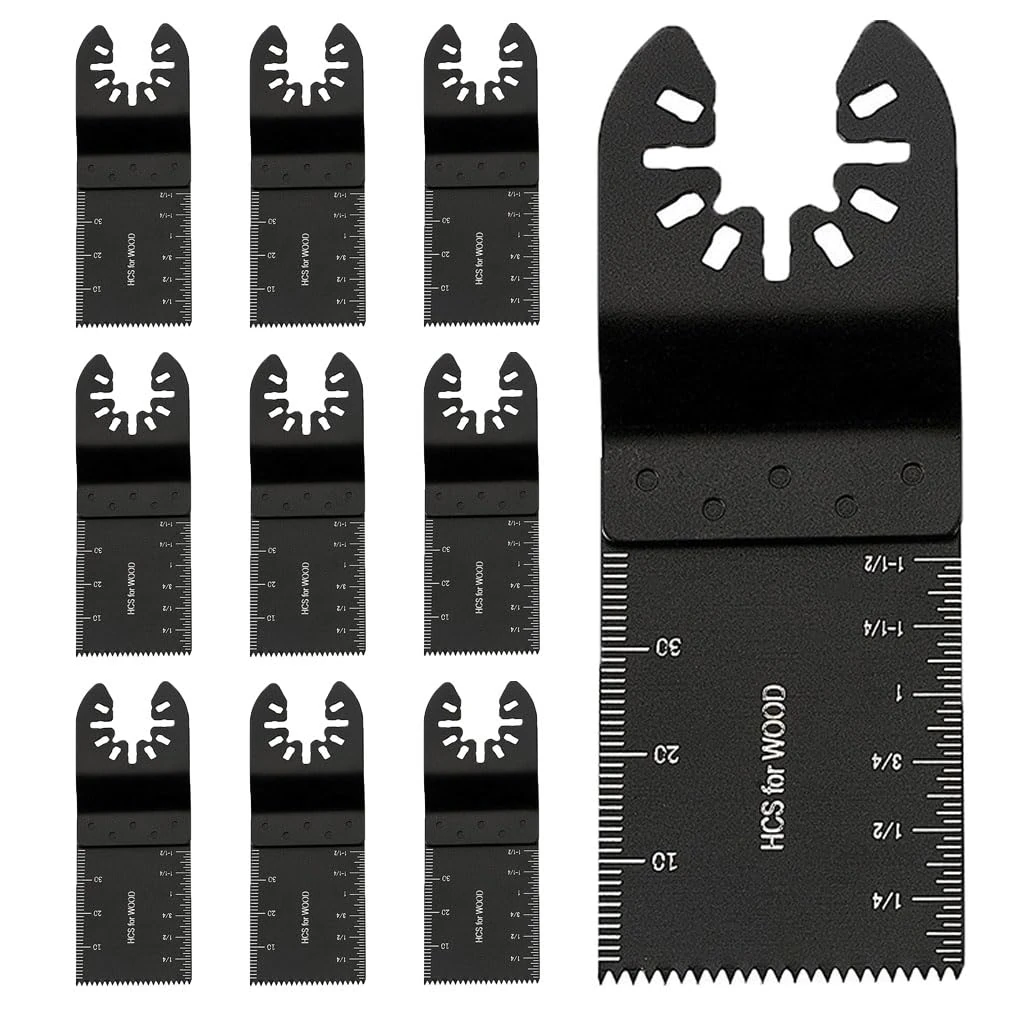 10Pcs Oscillating Tool Blades Professional Universal Oscillating Saw Blades Wood Multitool for Metal Plastic Cut Blades Fit Cable Black