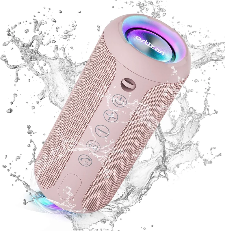 Ortizan Bluetooth Speaker, Portable Speaker with IPX7 Waterproof, Bluetooth 5.3, 30H Playtime, RGB Light, TF card & AUX, Wireless Speaker for Home, Travel, Outdoors