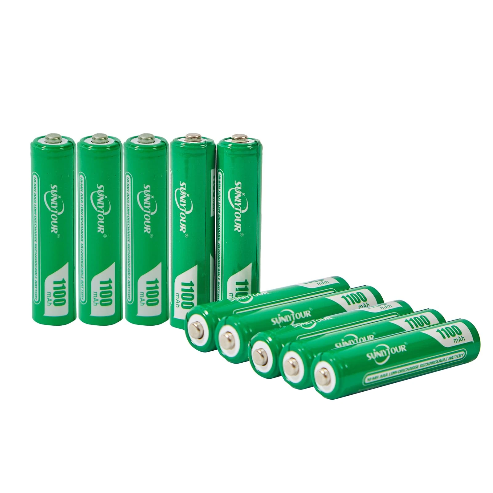 SUNLYTOUR 10 pcs 1100mAh AAA Ni-MH Batteries High Capacity Ni-MH AAA Rechargeable Batteries, Recharge up to 1200 Cycles