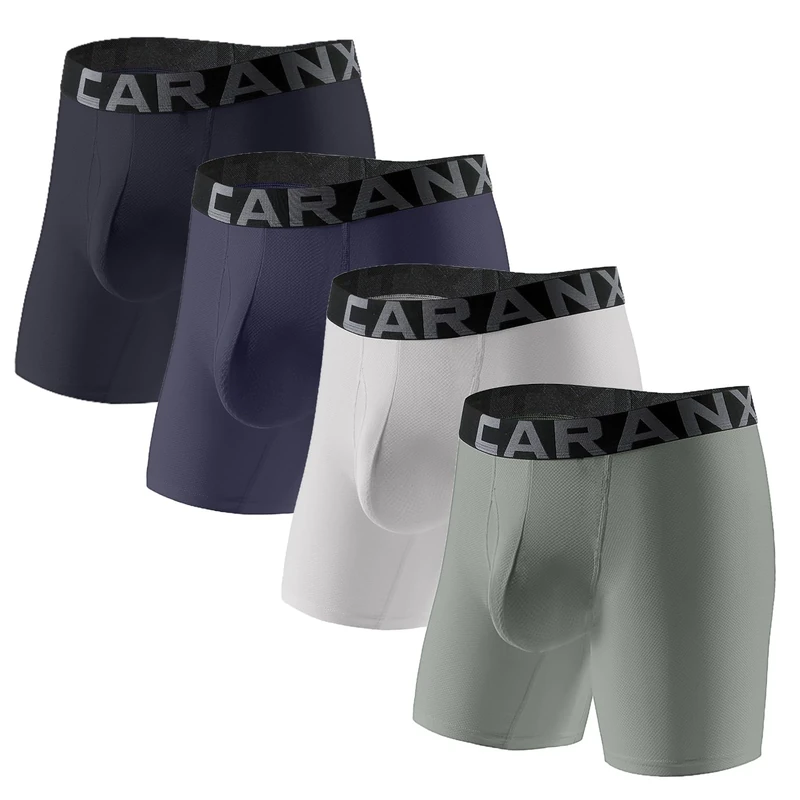 CARANXTEX Underwear for Men Cool Breathable Mesh Boxer Briefs Moisture-Wicking Underwear Boxers Performance 4-Pack MULTICOLOR XL