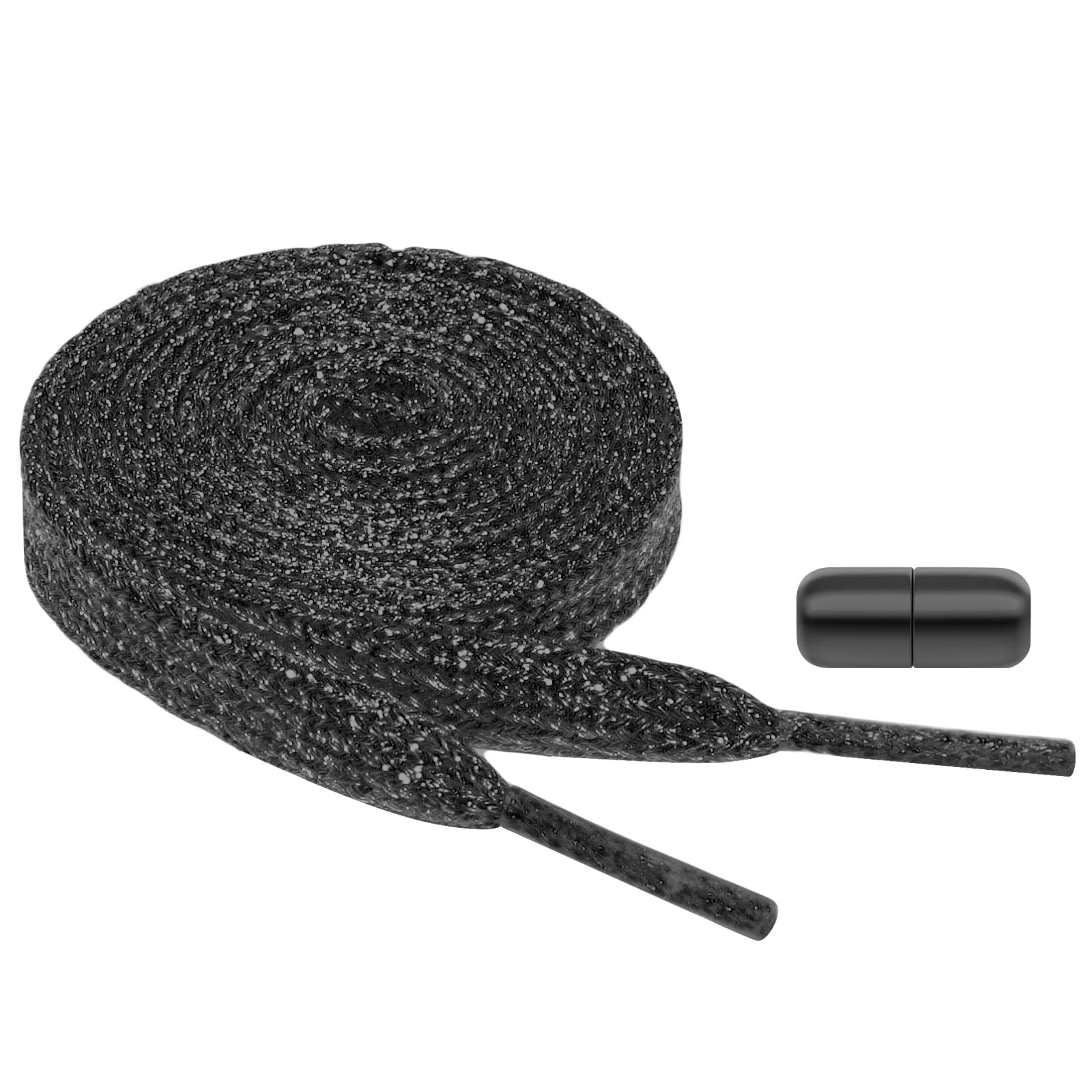 Flintronic 1 Pairs Glitter Shoelaces, Flat Shoe Laces, Metallic Boot Laces Replacement for Sneakers Canvas Shoes, Rope Laces Fit Kids Adults / Black