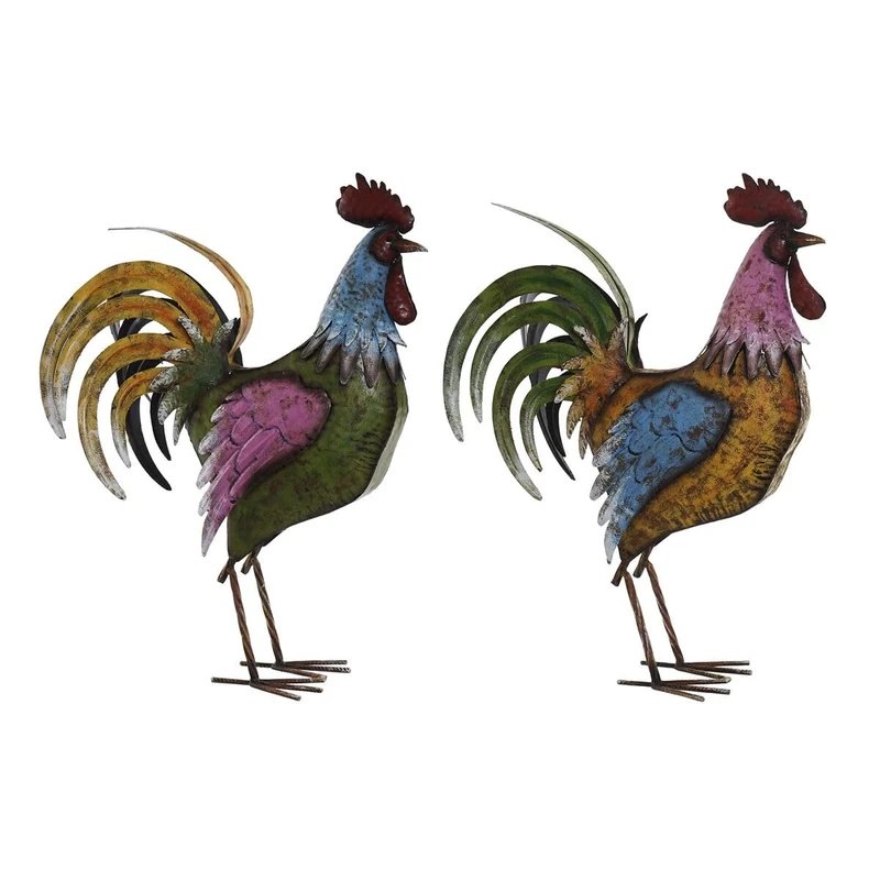 Home ESPRIT Decorative Figure Multi-Coloured Rooster 44 x 17 x 61 cm (2 Units)