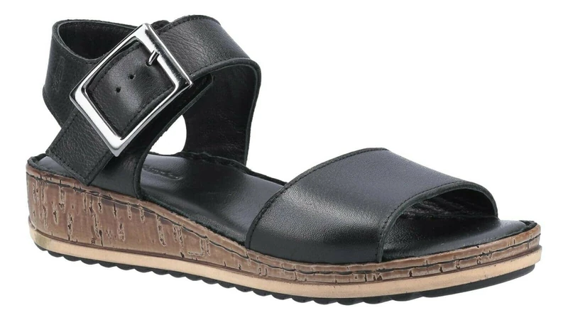 Hush Puppies Female Ellie Wide Sandal, Black, 6