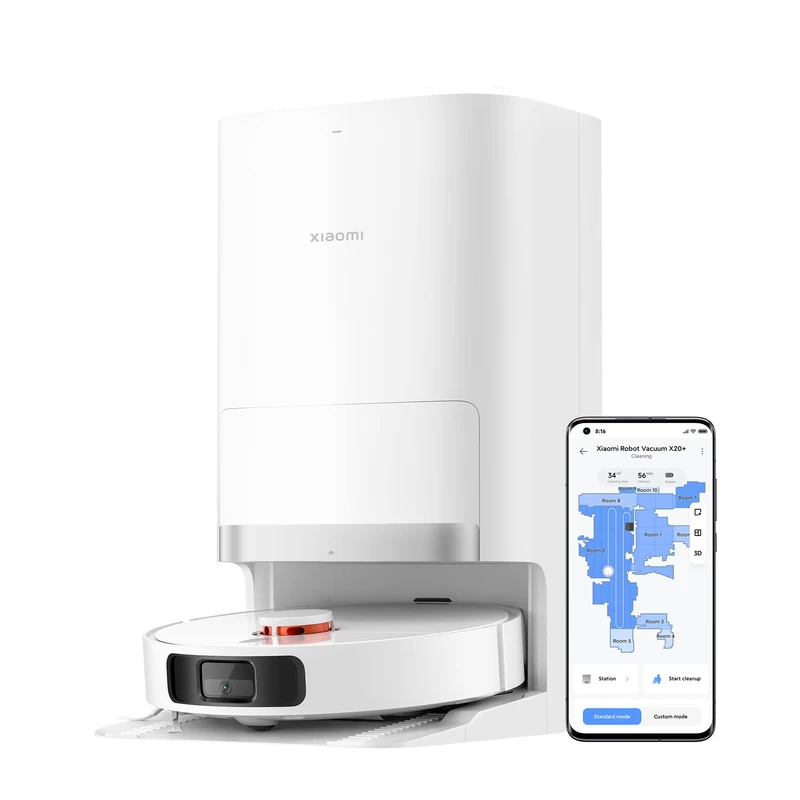 XIAOMI Robot Vacuum X20+ Robot Vacuum Cleaner with Wiping Function & All-in-One Station (6000Pa Suction Power; 140 Min Battery Life; Auto; Self-Cleaning, Emptying, Drying & Water Refill; App/Control)