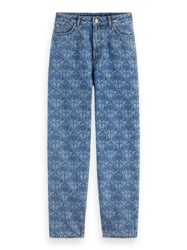 Scotch & Soda Women's The Tide Balloon with Longer Inseam Monogram Jeans, Monogram, 28W x 30L