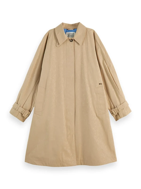 Scotch & Soda Women's Floral Embossed Cotton Blend Carcoat Trench, Sand 260,