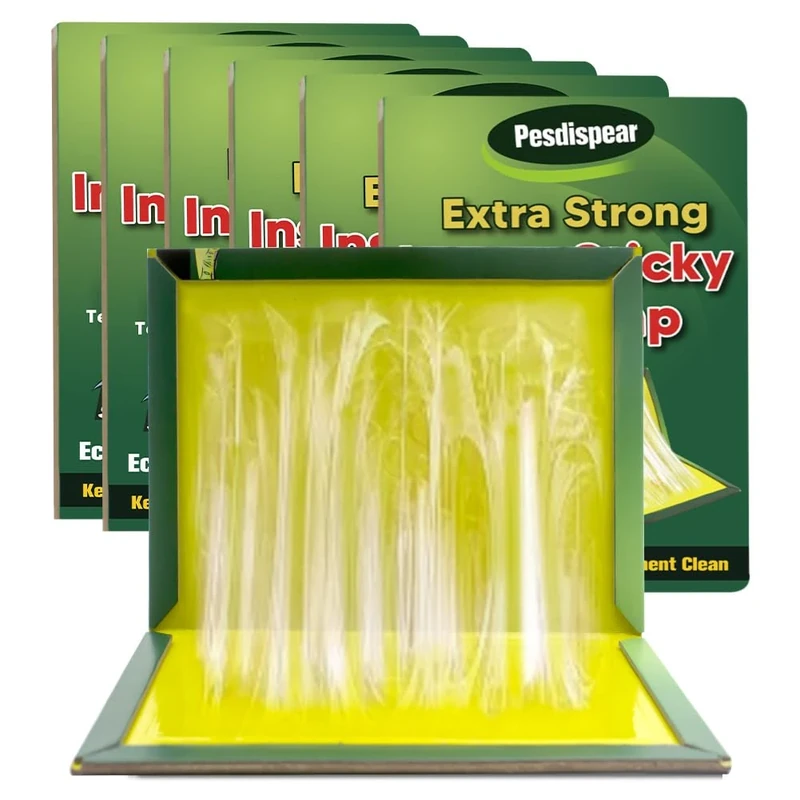 Pesdispear Sticky Traps 6 Packs Large Extra Strong Sticky Trap Sticky Boards Sticky Catcher for Indoor Outdoor Home Garage Garden