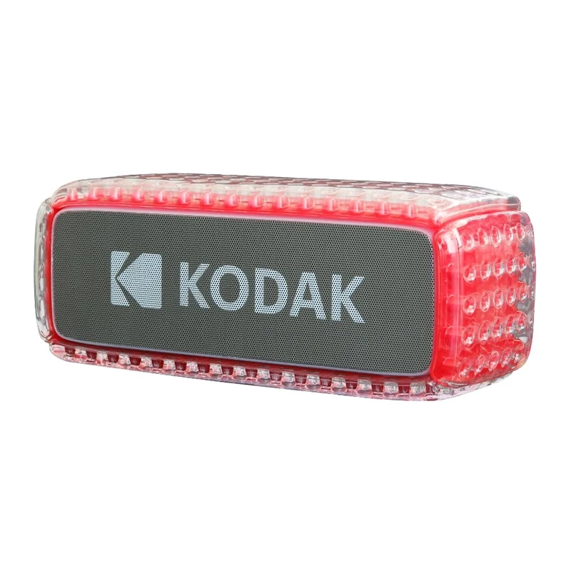 KODAK Bluetooth Speaker - IPX6 Waterproof, 8W Powerful Sound, RGB Lighting, 5h Battery Life, Bluetooth V5.0 Connection - Red