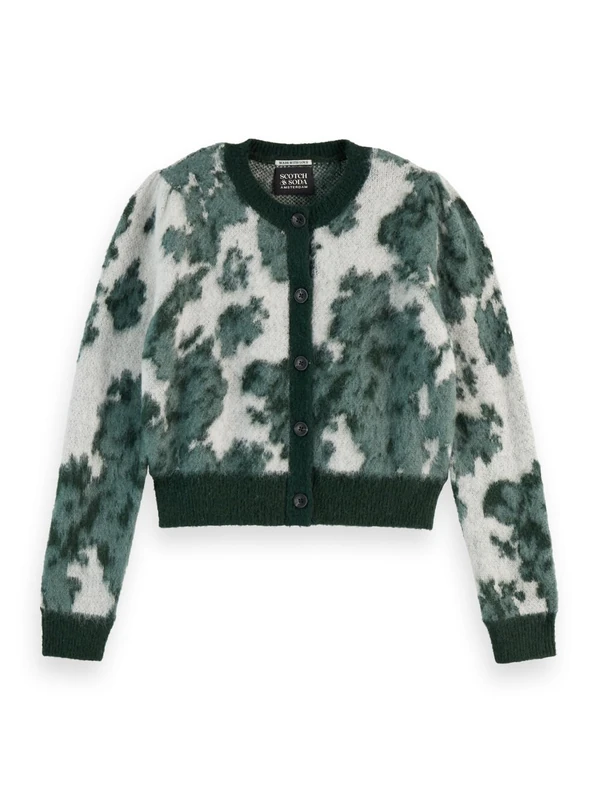 Scotch & Soda Women's Crew Neck Cardigan Sweater, Nieuw Blossom Jacquard, M