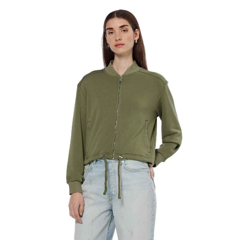 Scotch & Soda Women's Tencel Jersey Bomber Sweatshirt, Washed Military, XS