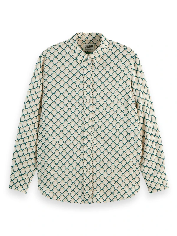 Scotch & Soda Women's Printed Relaxed Fit Shirt (Pack of 1), Doubles Net, 16 - Image 1