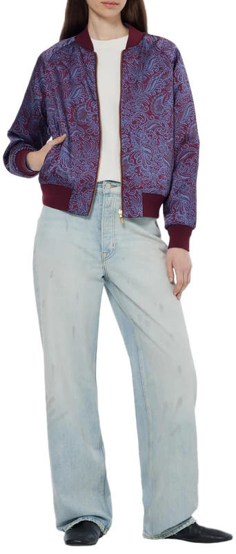 Scotch & Soda Women's Reversible Printed Bomber Bomber, Blue Mountain Paisley Lake Blue 402,