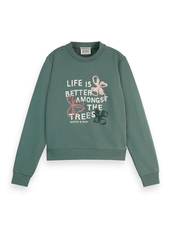 Scotch & Soda Women's Chest Artwork Fitted Sweatshirt, Park Green, S